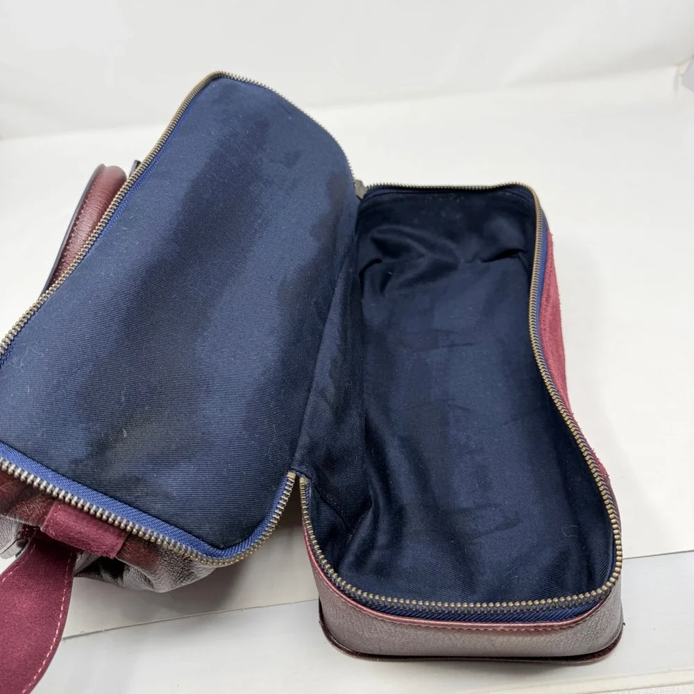 Schuler & Sons Anthropologie retro Burgundy Pebbled Leather Suede Doctor Bag